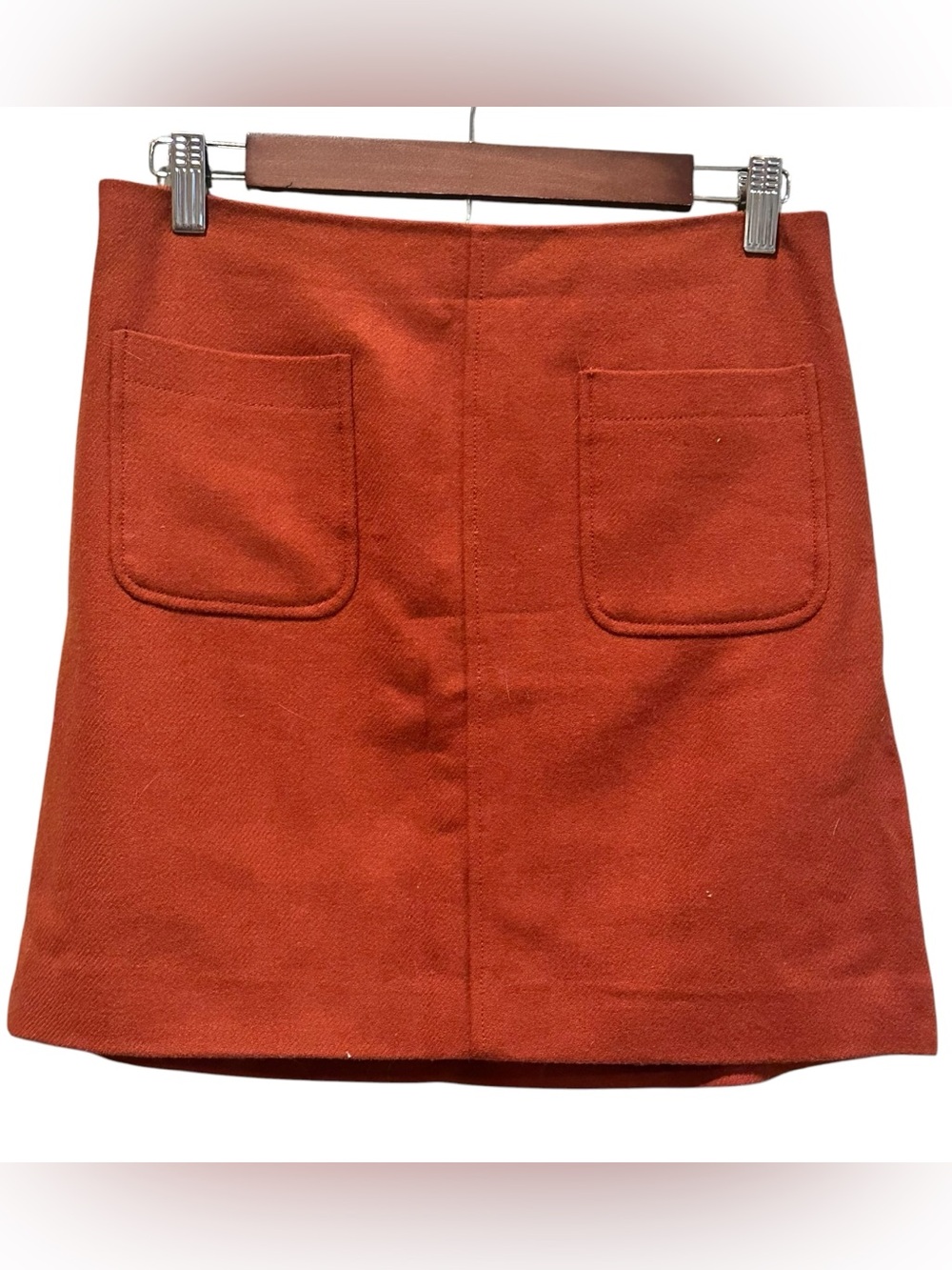 Madewell Mini Skirt Tweed Wool Blend Lined Zip Pockets Orange Women’s Size 4